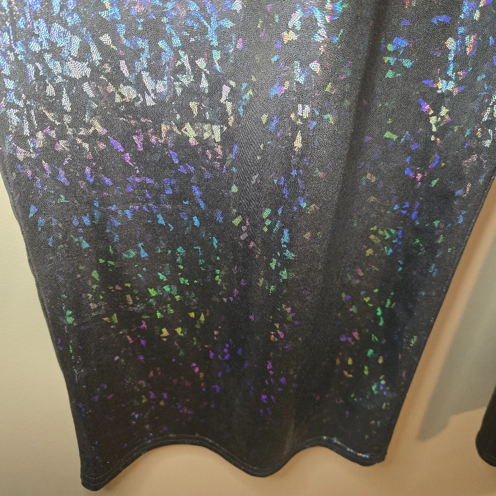 Asos Curve Women's Black Iridescent Colorful Straight Pants Size 16 Flare 31L - Picture 5 of 12